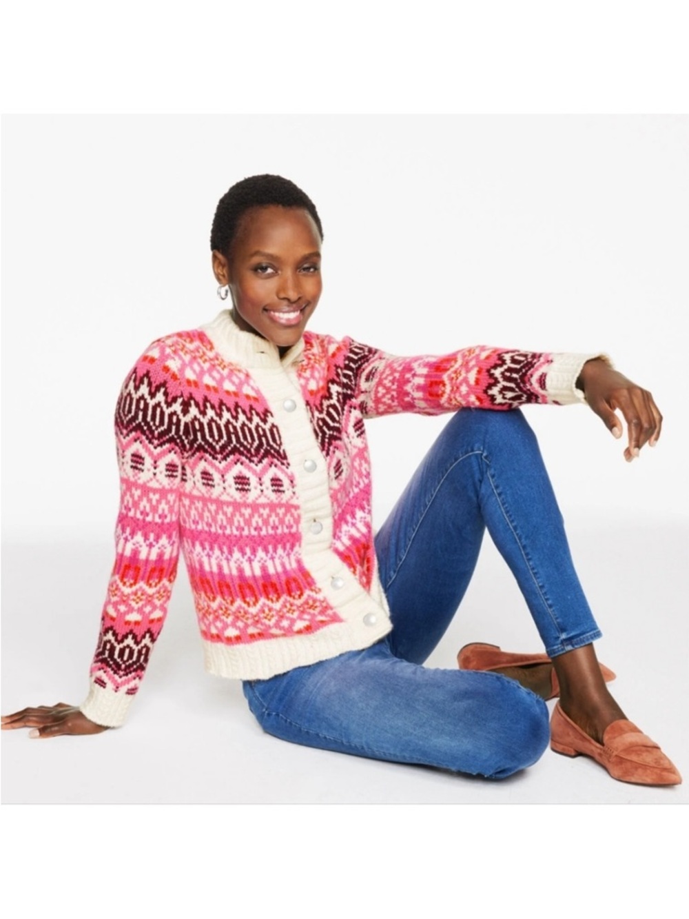 Talbot's Women's Cardigan Sweater Fair Isle Mock Neck
NWT Size XL